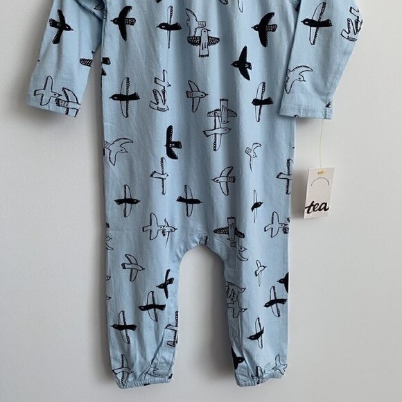 NWT Tea Collection Baby Girl Gathered Neck Seabirds print Romper - Picture 4 of 4